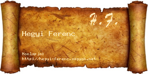 Hegyi Ferenc névjegykártya